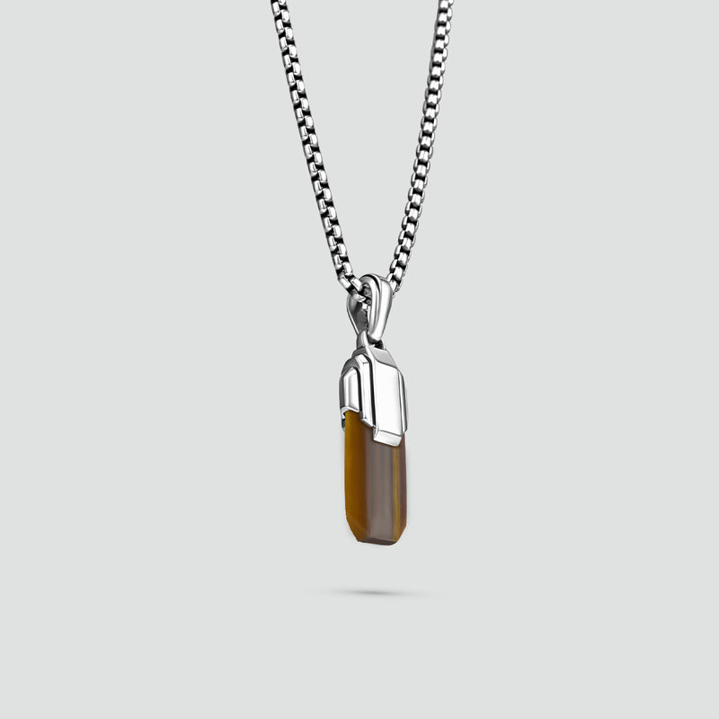 Tahqim - Art Deco Silver Tiger Eye Pendant - NineTwoFive