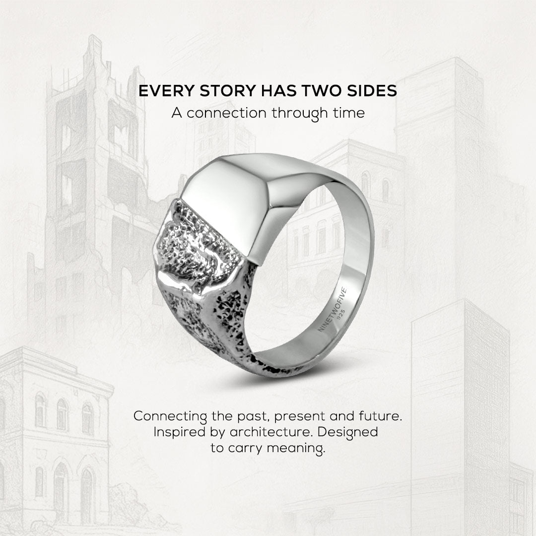 Split Silver Signet Ring - Tawasul | NineTwoFive