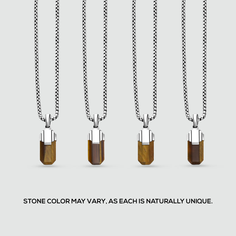 Tahqim - Art Deco Silver Tiger Eye Pendant - NineTwoFive
