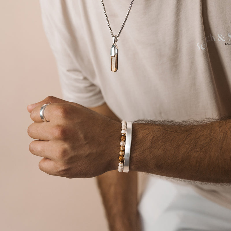 Ramli – Goldbeiges Perlenarmband 6 mm – NineTwoFive
