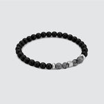 Valentines gift for him men’s stainless steel black and gray beaded bracelet by Ninetwofive.