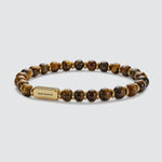 Zain - Armband met gouden kraaltjes en tijgeroog, 6 mm