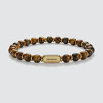Zain - Armband met gouden kraaltjes en tijgeroog, 6 mm