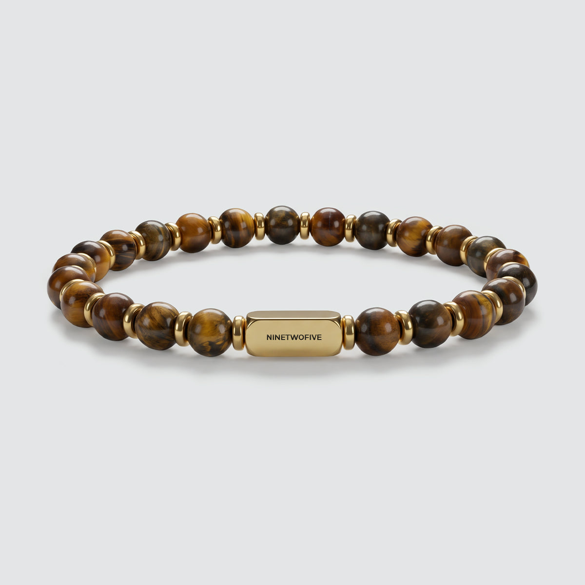 Zain - Armband met gouden kraaltjes en tijgeroog, 6 mm - NineTwoFive
