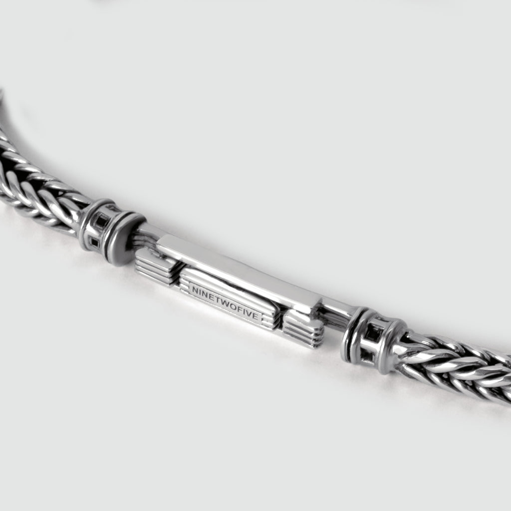 A NineTwoFive Adam - Sterling Silver Braided Bracelet 5mm with a braided clasp.