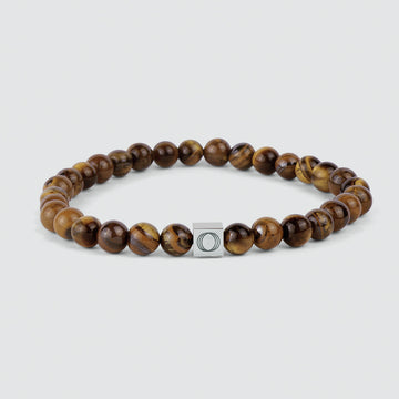 An Alnamr - Tiger Eye Beaded Bracelet 6mm with a silver clasp.