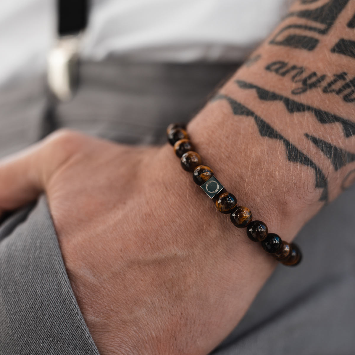 mannen armband tijgeroog
