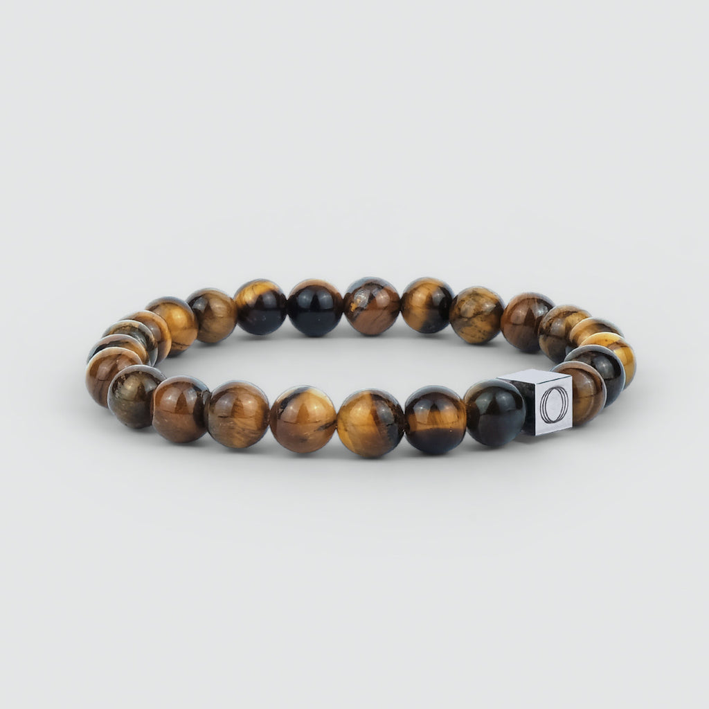 Alnamr - Tiger Eye Beaded Bracelet 8mm with a tiger eye stone bead on it, measuring 8mm in thickness and weighing 10g.