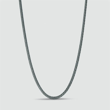 Anis - Sterling Silver Wheat Chain Necklace 3mm on a white background with a mesmerizing length.