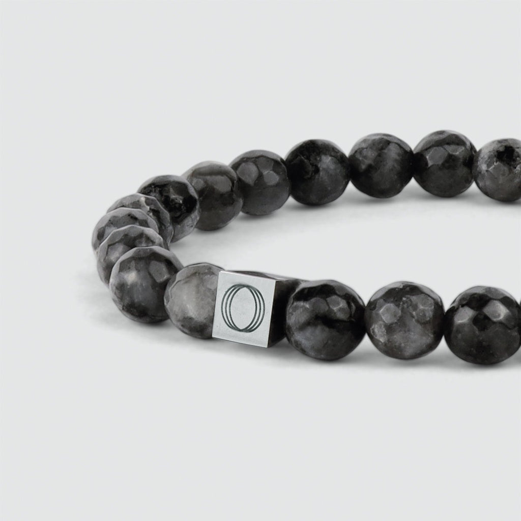 Aswad - Black Beaded Bracelet 6mm with a silver clasp, and a sleek design.