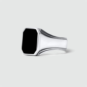 A Baki - Black Onyx Signet Ring 17mm by NineTwoFive on a white background.