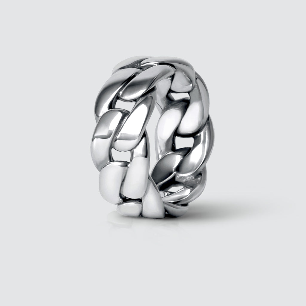Cuban link ring made of real silver 
