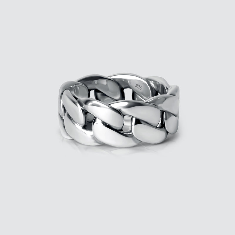 Rayen - Silver Cuban Link Ring 9mm