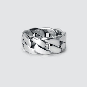 Real silver cuban link ring for men