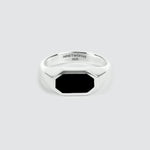 An Aniq - Elegant Black Onyx Signet Ring 7mm for men, set against a clean white background.
