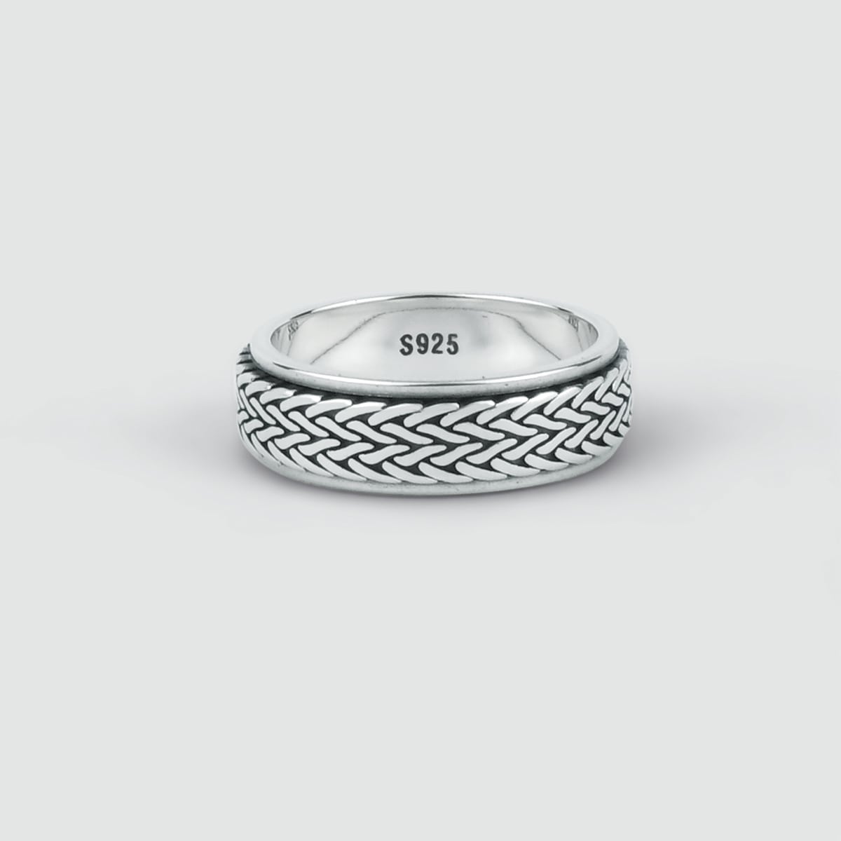 Ein geflochtener Hani - Sterling Silber Spinner Ring 8mm.