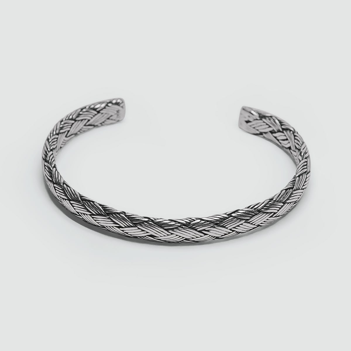 Un Idris - Bracelet tressé en argent Jonc 8mm, parfait pour les hommes.
