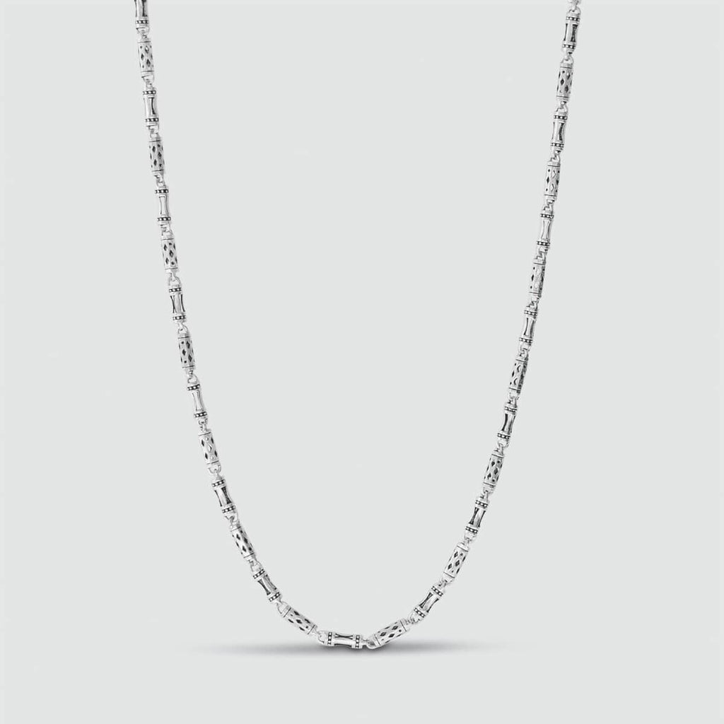 Een handgemaakt Kadeem - Sterling Zilveren Ornament ketting 3,5mm met diamanten, verkrijgbaar in lengtes van 50cm en 60cm.