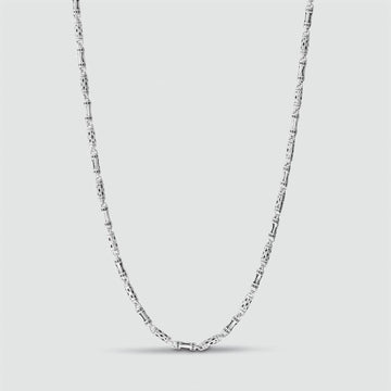 A handmade Kadeem - Sterling Silver Ornaments Chain Necklace 3.5mm with diamonds, available in lengths of 50cm and 60cm.