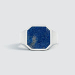 A Kadar - Blue Lapis Lazuli Stone Signet Ring 13mm featuring an octagonal lapis stone on a white background.