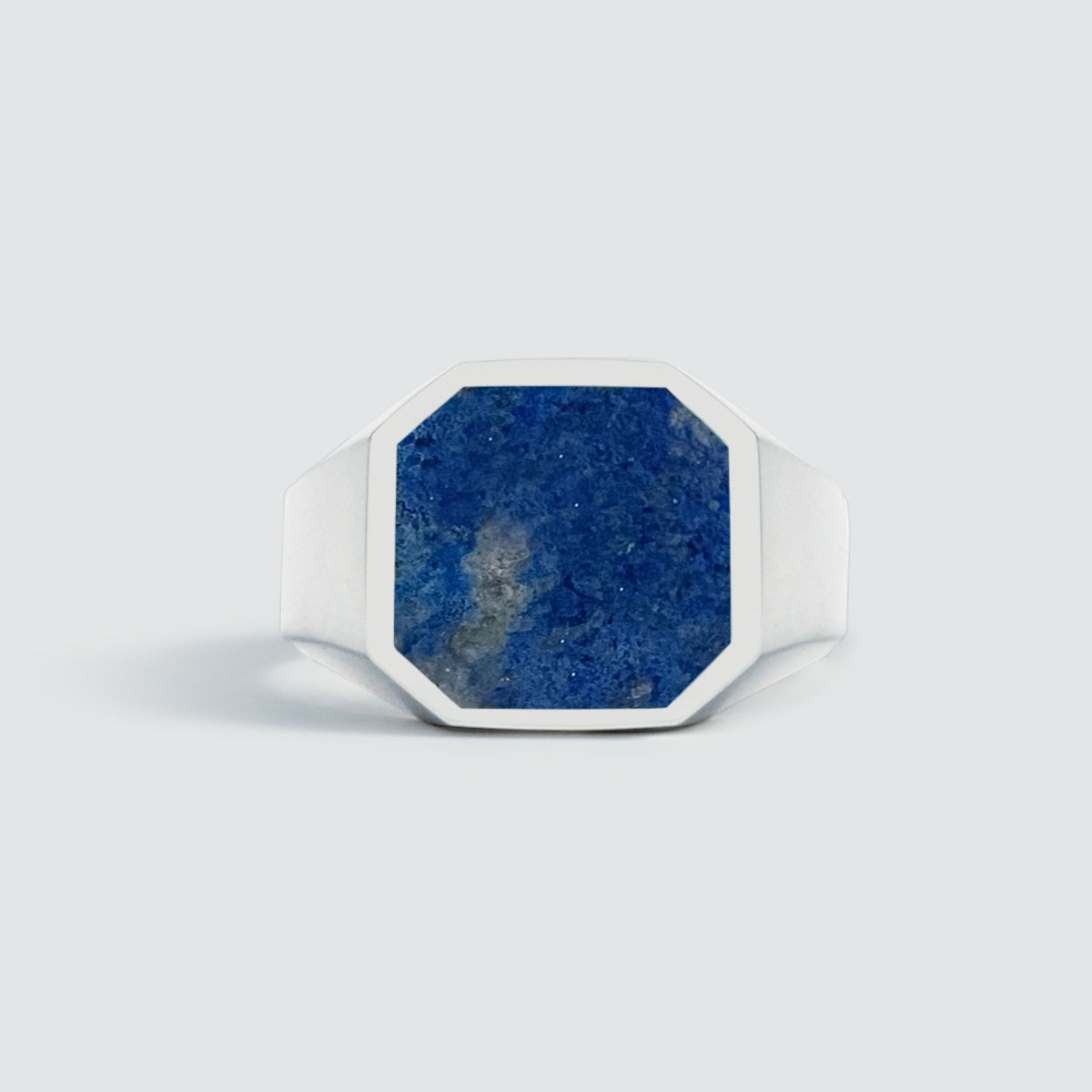 A Kadar - Blue Lapis Lazuli Stone Signet Ring 13mm featuring an octagonal lapis stone on a white background.