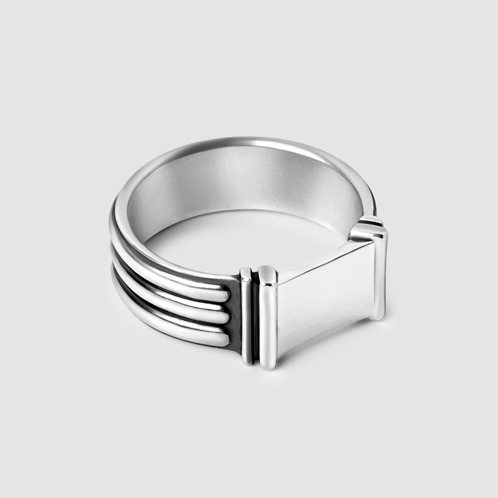 The Imad - Sterling Silver Pillar Signet Ring 8mm with a square design.