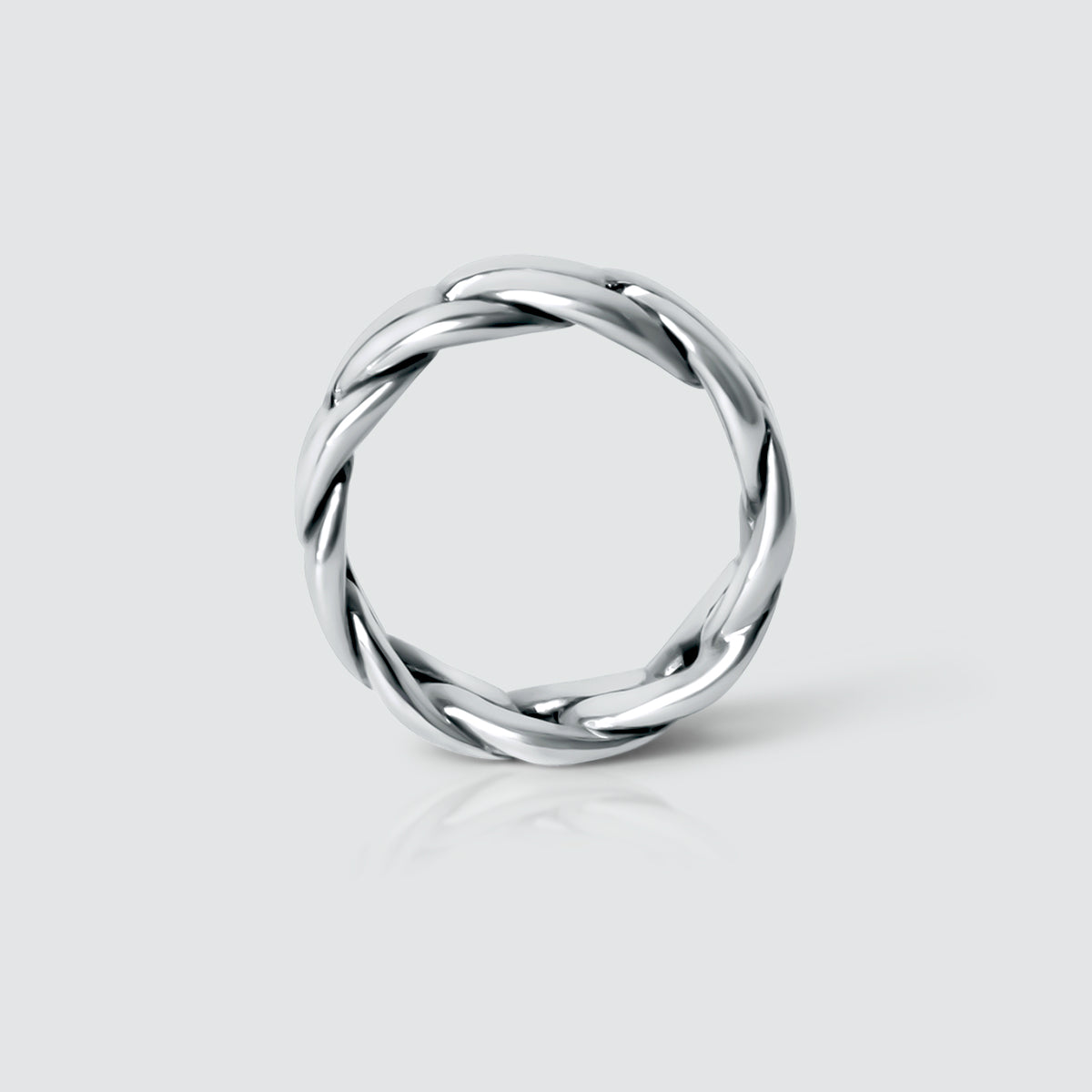Ein Herrenring Rayen - Silber Cuban Link Ring 9mm mit einem geflochtenen Design.