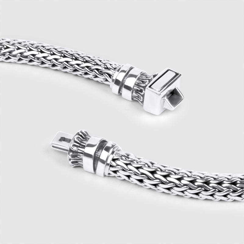 A pair of Ninetwofive Mirza sterling silver mens bracelet for men on a white background.
