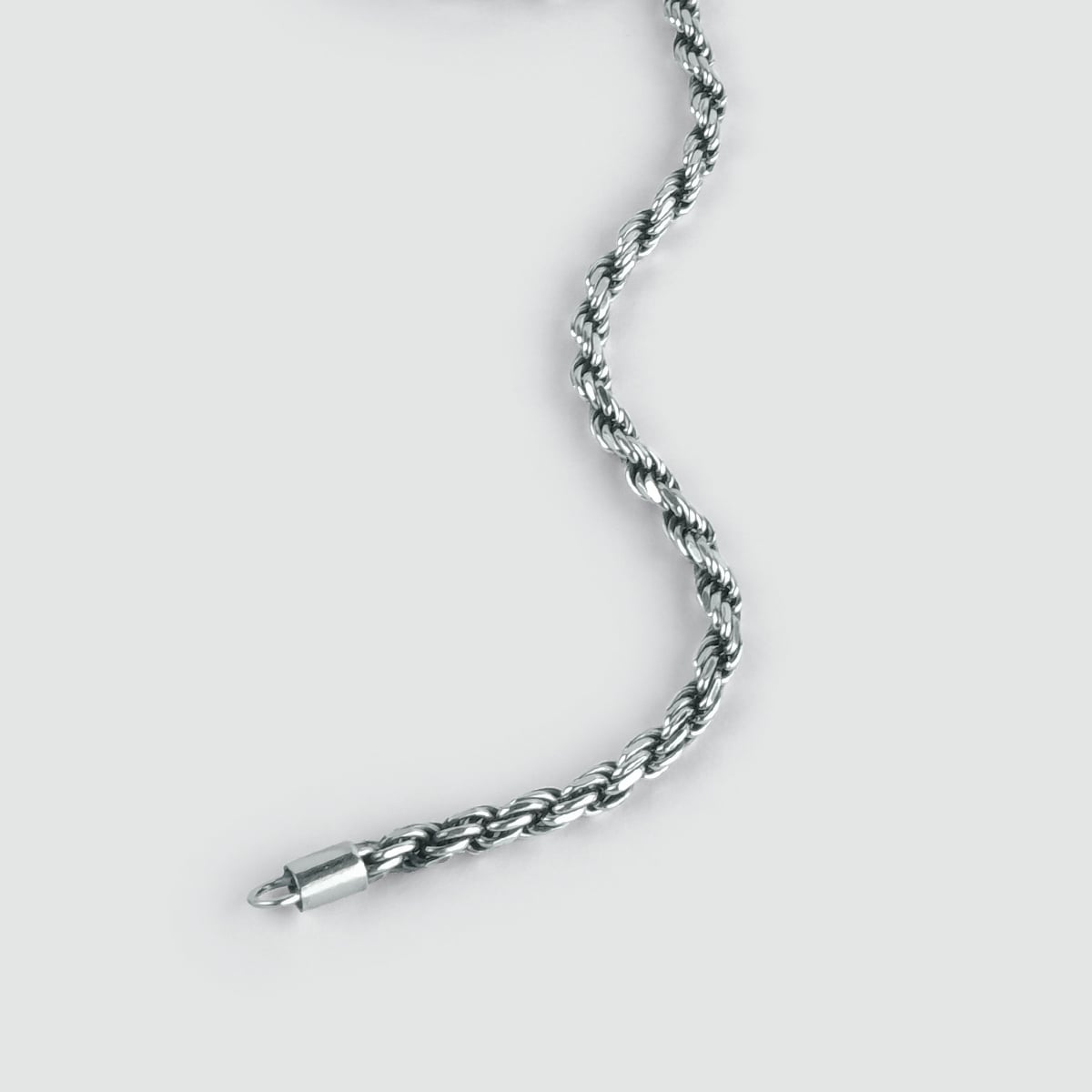 Un Munir - Sterling Silver Rope Collier 3mm avec une chaîne, fait à la main avec soin.