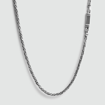 A Nadir - Twisted Sterling Silver Rope Chain Necklace 3mm with a clasp on a white background.