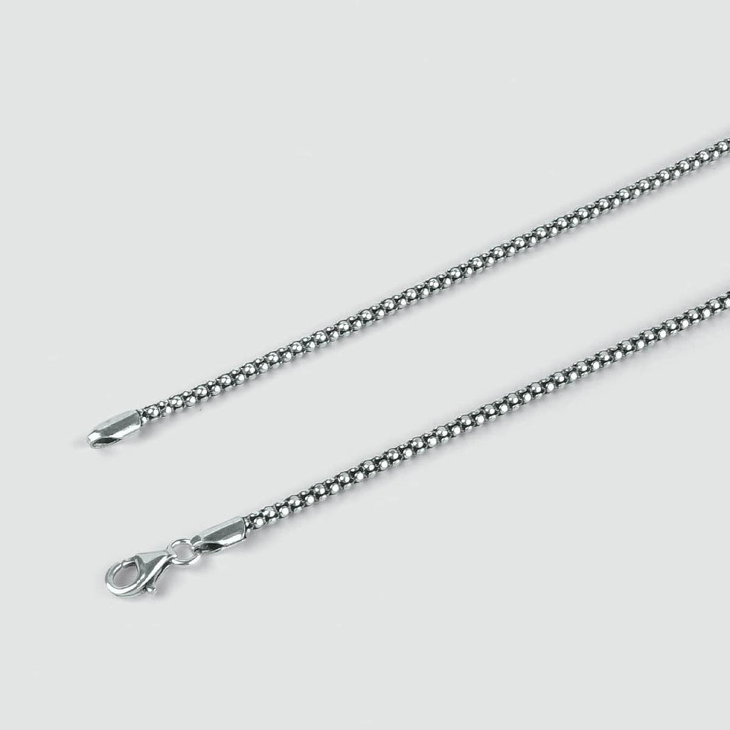 A Naseeb -  Elegant Sterling Silver Chain Necklace 2.5mm of desired length on a white background.