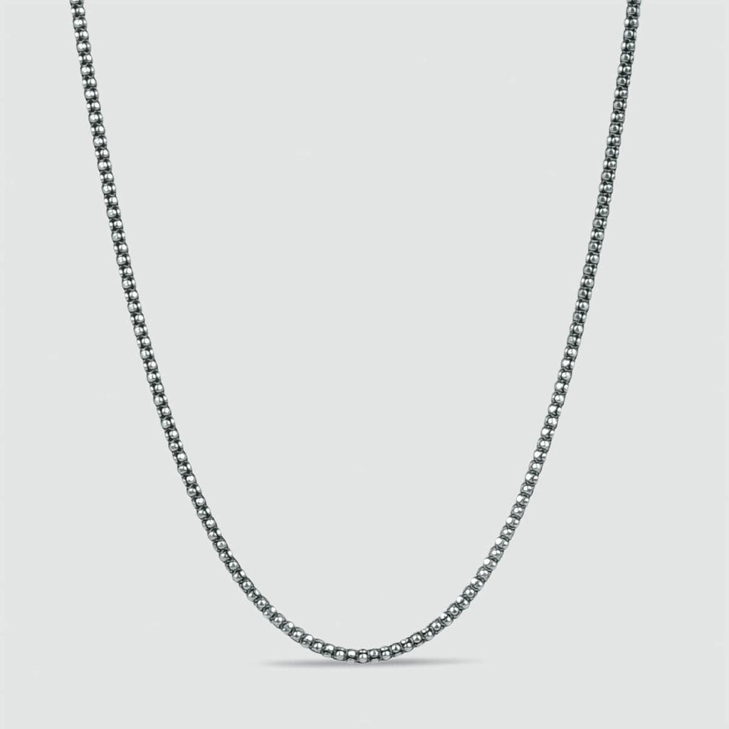 A handmade Naseeb - Elegant Sterling Silver Chain Necklace 2.5mm on a white background.