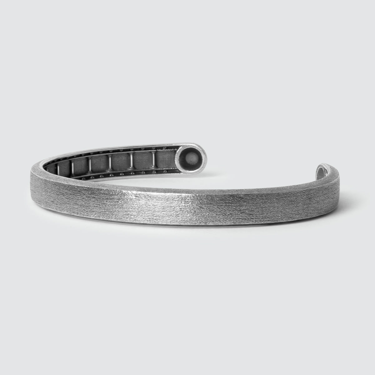 A Fudail - Rough Brushed Sterling Silver Bangle 8mm on a white background.