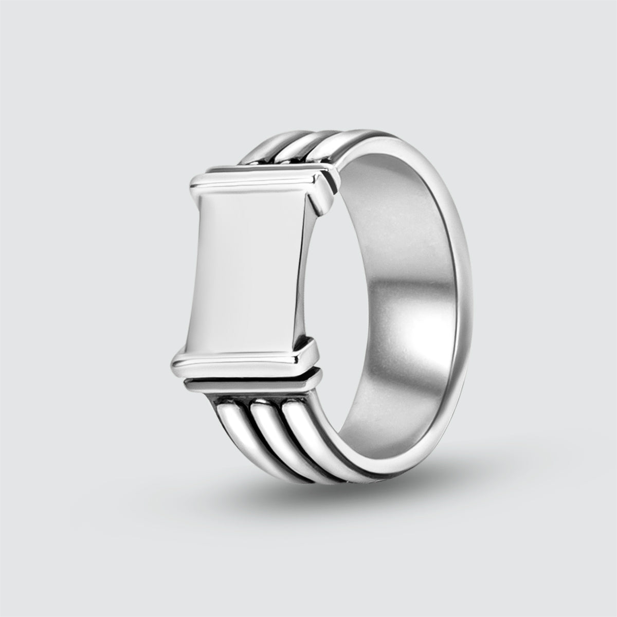 The Imad - Sterling Silver Pillar Signet Ring 8mm with a square design.
