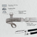 Dessin d'un Rami - Bracelet en cuir noir véritable de 5 mm avec une poignée en cuir gravé.