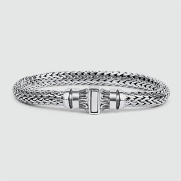 A Mirza - Sterling Silver Braided Bracelet 7mm with a NineTwoFive clasp, perfect for men looking for a stylish and personalized accessory.