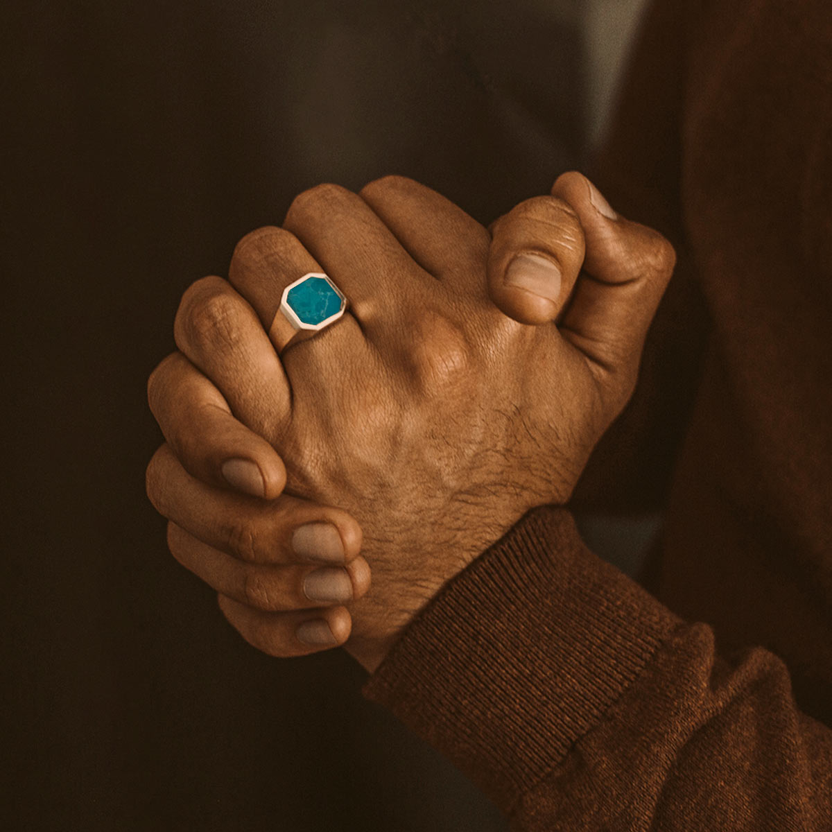 Turquoise Stone Signet Ring in 925s Silver