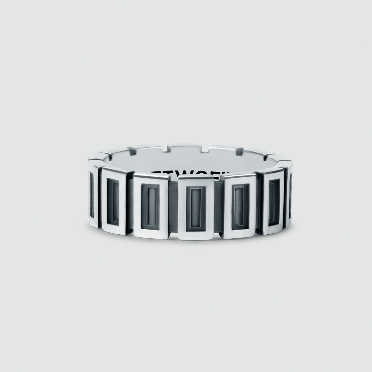 A handmade oxidized 925 Silver Kenan and Yardan - set ring on a white background.