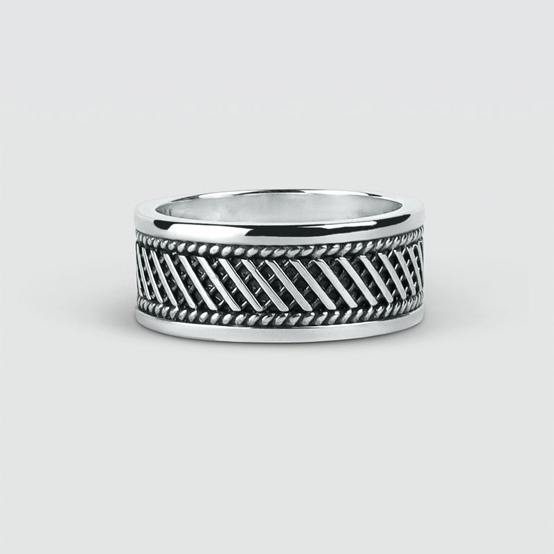 Kaliq - Oxidised Sterling Silver Ring 10mm